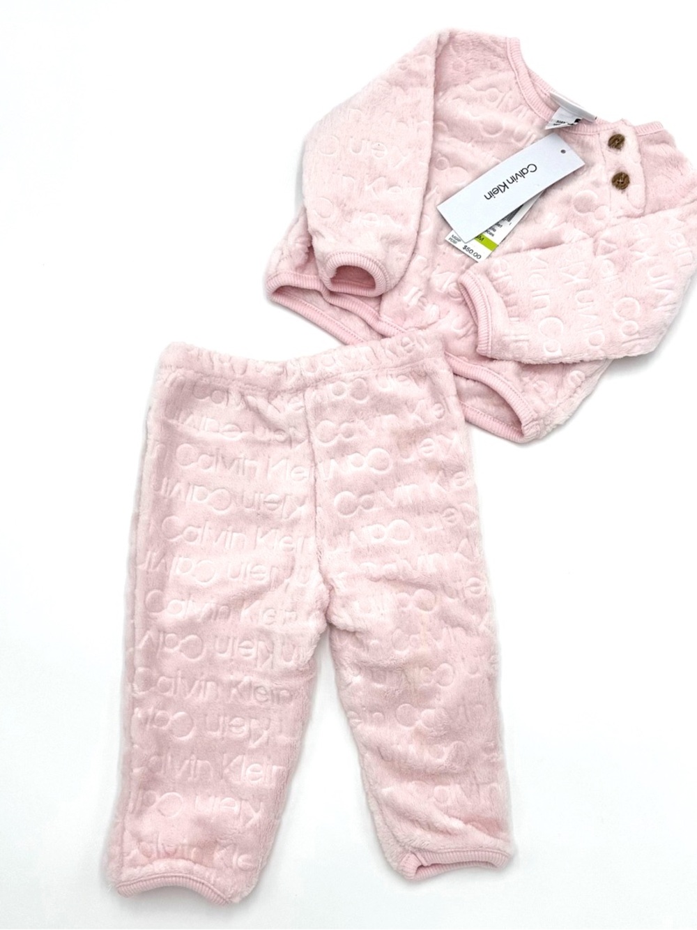 Calvin Klein Kids Light Pink Plush Logo Two-Piece Set
